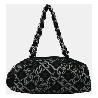 Chanel Black Cotton Jacquard Bowling Bag