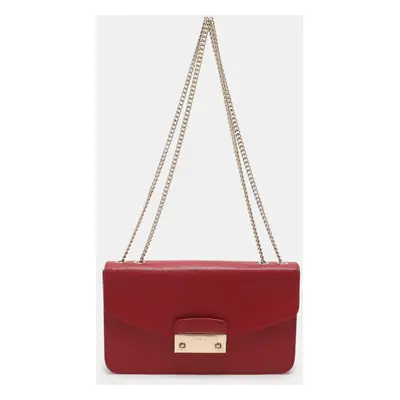 Furla Red Leather Metropolis Chain Shoulder Bag