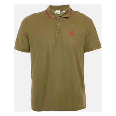 Burberry Olive Green Cotton Pique Polo T-Shirt