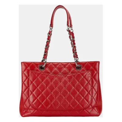 Chanel Red Caviar Skin Matelasse Coco Mark Chain Tote Bag