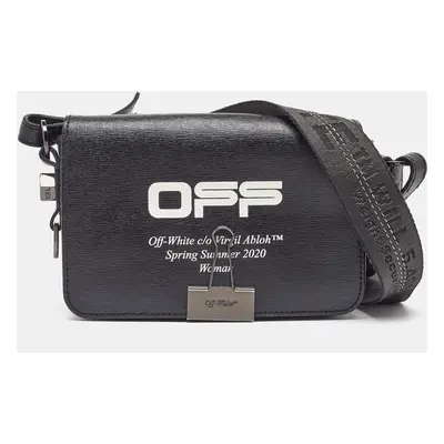 Off-White Black Leather Binder Clip Flap Shoulder Bag