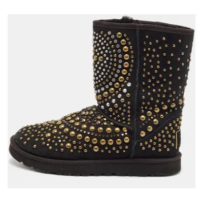 Jimmy Choo x Uggs Black Studded Suede Mandah Boots Size