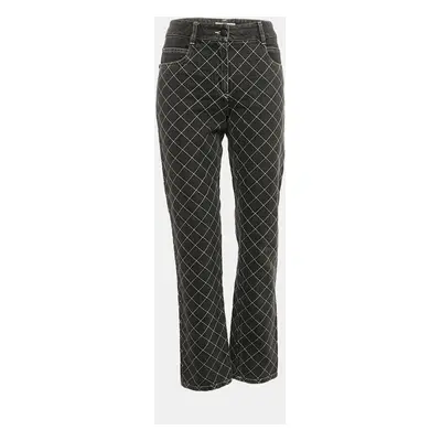 Chanel Charcoal Grey Check Embroidery Denim Jeans 31"