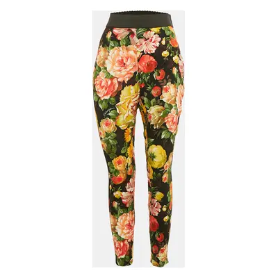 Dolce & Gabbana Black Floral Crepe Trousers