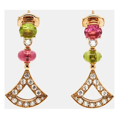 Bvlgari Divissima Multi Gemstone 18k Rose Gold Earrings