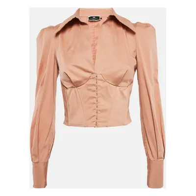 Elisabetta Franchi Light Orange Pleat Detail Corset Blazer