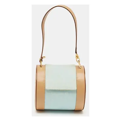 Bvlgari Tan/Light Blue Fabric B.Zero1 Shoulder Bag