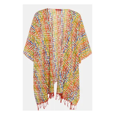 CH Carolina Herrera Multicolor Logo Print Cotton Front Open Kaftan One Size