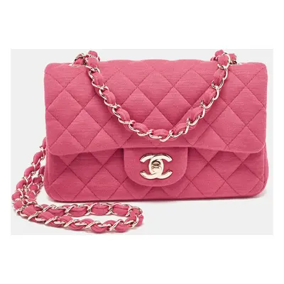 Chanel Pink Quilted Jersey Small Classic Single Flap Bag