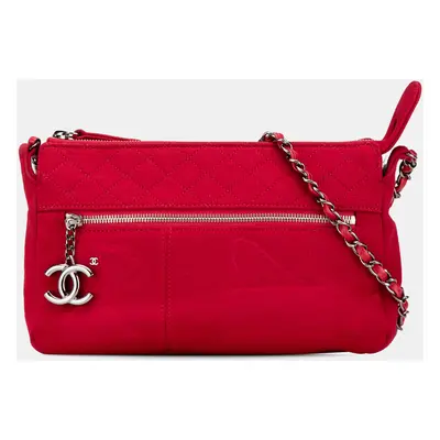 Chanel Red Quilted Jersey Hawaii Crossbody