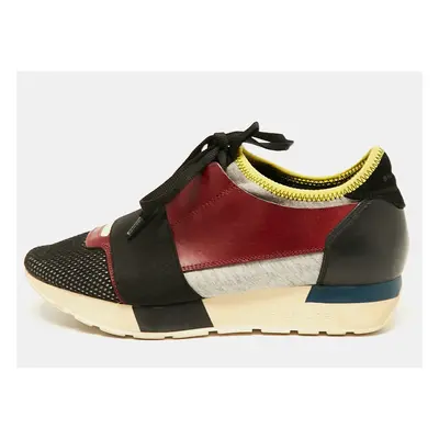 Balenciaga Multicolor Leather and Mesh Race Runner Low Top Sneakers Size