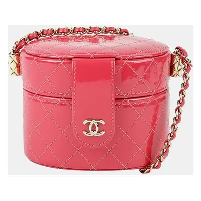 Chanel Quilted Patent Mini CC Allure Vanity Case with Chain