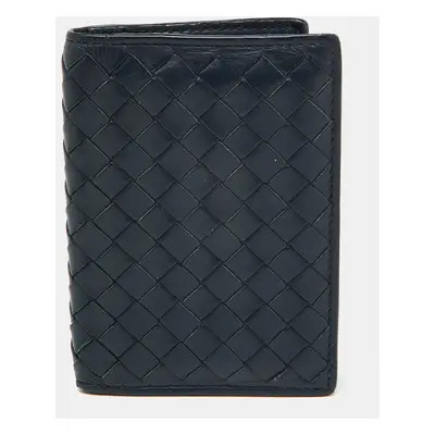 Bottega Veneta Blue Intrecciato Leather Card Case