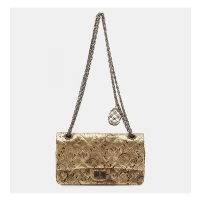 Chanel Gold Leather 2.55 Double Flap Shoulder Bag