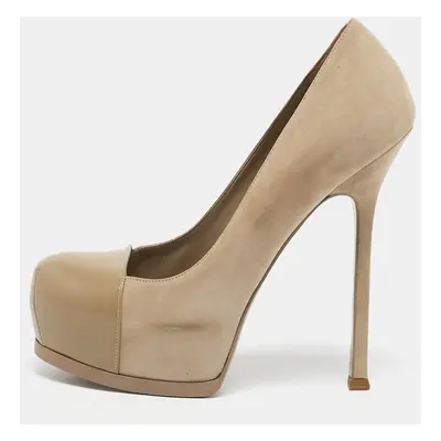 Yves Saint Laurent Beige Suede and Leather Tribtoo Pumps Size