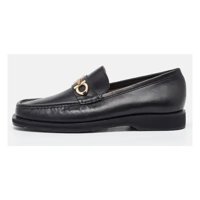 Salvatore Ferragamo Black Leather Gancini Slip On Loafers Size 41.5