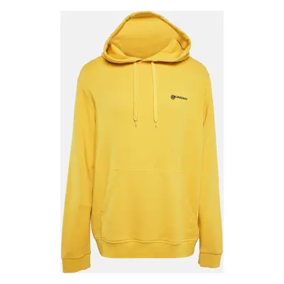 Burberry Yellow Logo Emboss Print Cotton Robson Hooded Sweatshirt