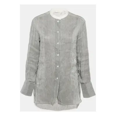 Chloe Blue/White Striped Linen Blend Long Sleeve Shirt