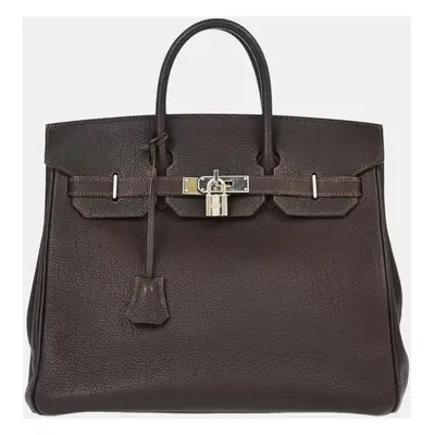 Hermes Chocolat Togo Haut A Courroies Handbag