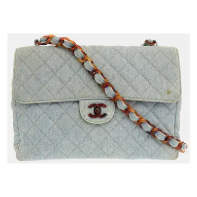 Chanel Blue Quilted Denim Classic Flap Bag