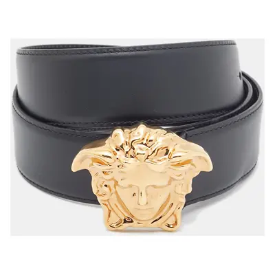 Versace Black Leather Medusa Head Buckle Belt 95CM