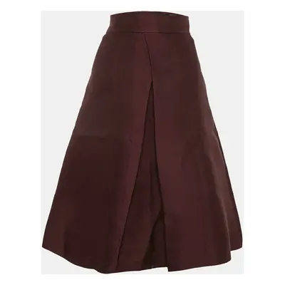 Max Mara Burgundy Silk Blend Midi Skirt