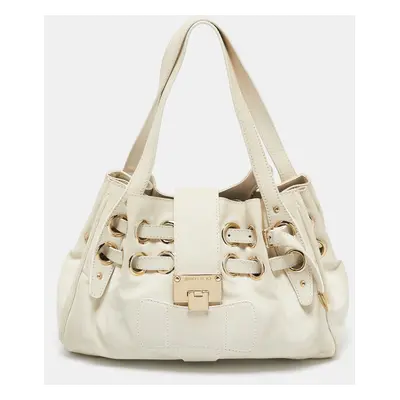 Jimmy Choo Off White Leather Riki Tote