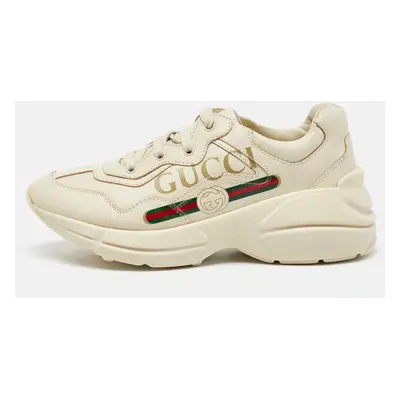 Gucci Cream Leather Rhyton Trainer Sneakers Size