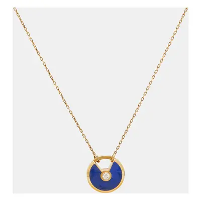 Cartier Amulette De Cartier Lapis Lazuli Diamond 18k Yellow Gold Small Model Necklace