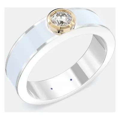 14K Yellow Gold Classic Light Blue Ceramic Round Sterling Silver Lab Grown Diamond Bezel Set Ban