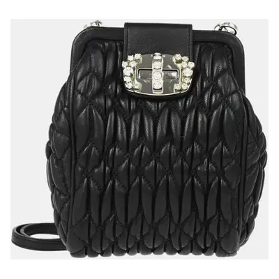 Miu Miu Black Lambskin Matelasse Shoulder Bag