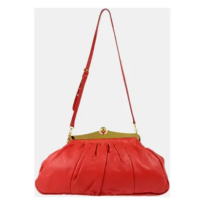 Miu Miu Red Lambskin Shoulder Bag