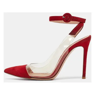 Gianvito Rossi Red Suede and PVC Anise Pumps Size 36.5