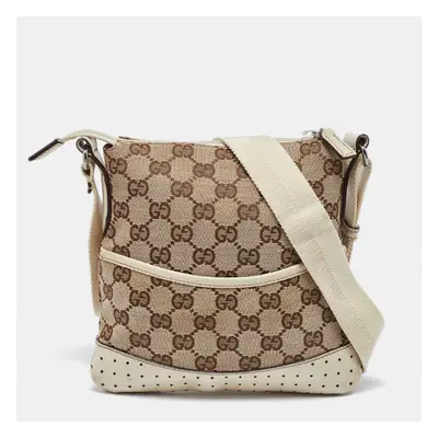 Gucci Beige GG Canvas and Leather Crossbody Bag