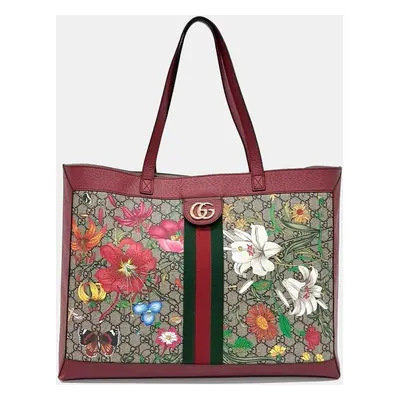 Gucci Beige Red PVC Ophidia GG Supreme Tote Bag