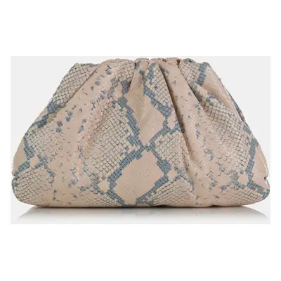 Bottega Veneta Beige Teen Python Print Goatskin Pouch