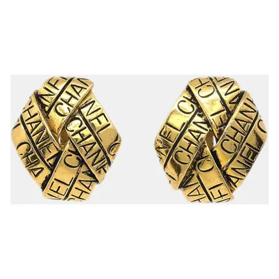 Chanel Rhombus Earrings Clip-On Gold 96P