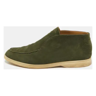 Loro Piana Green Suede Open Walk Ankle Boots Size 43.5