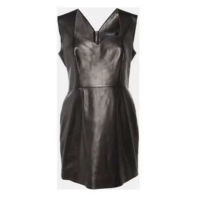 Versace Brown Leather Sleeveless Mini Dress