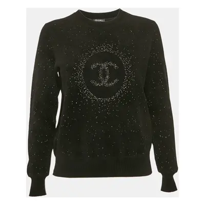 Chanel Black CC Intarsia Knit Crewneck Sweatshirt