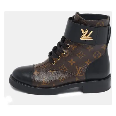 Louis Vuitton Black Monogram Canvas and Leather Wonderland Flat Ranger Boots Size