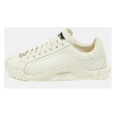 Dolce & Gabbana White Leather Logo Lettering Low Top Sneakers Size