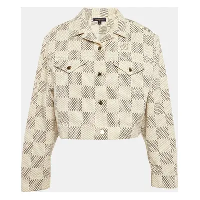 Louis Vuitton Cream Damier Azur Plaid Print Denim Jacket