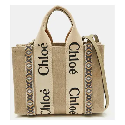 Chloe Beige Canvas Small Woody Tote