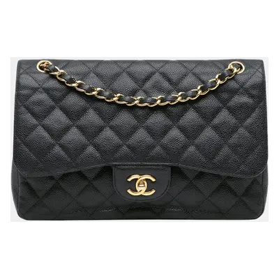 Chanel Black Jumbo Classic Caviar Double Flap