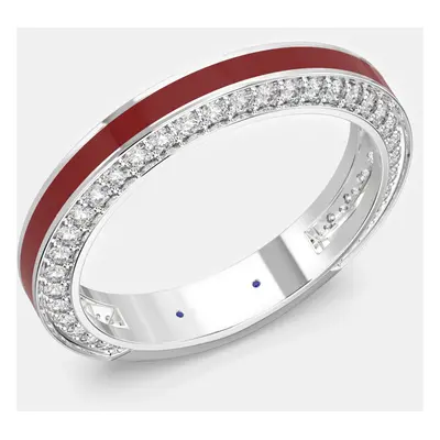 Classic Bright Red Ceramic Sterling Silver Lab Grown Diamonds Wedding Band US