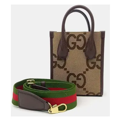 Gucci Brown Coated Canvas Jumbo GG Mini Tote Bag