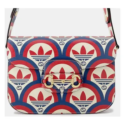 Gucci White/Red/Blue Leather Adidas Collaboration Horsebit Shoulder Bag