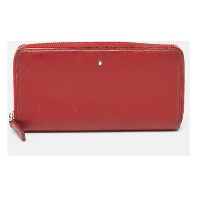 Montblanc Red Leather Meisterstuck Zip Around Wallet