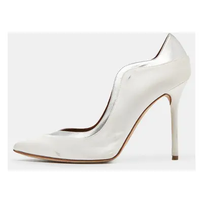 Malone Souliers White Satin Pointed Toe Pumps Size 39.5